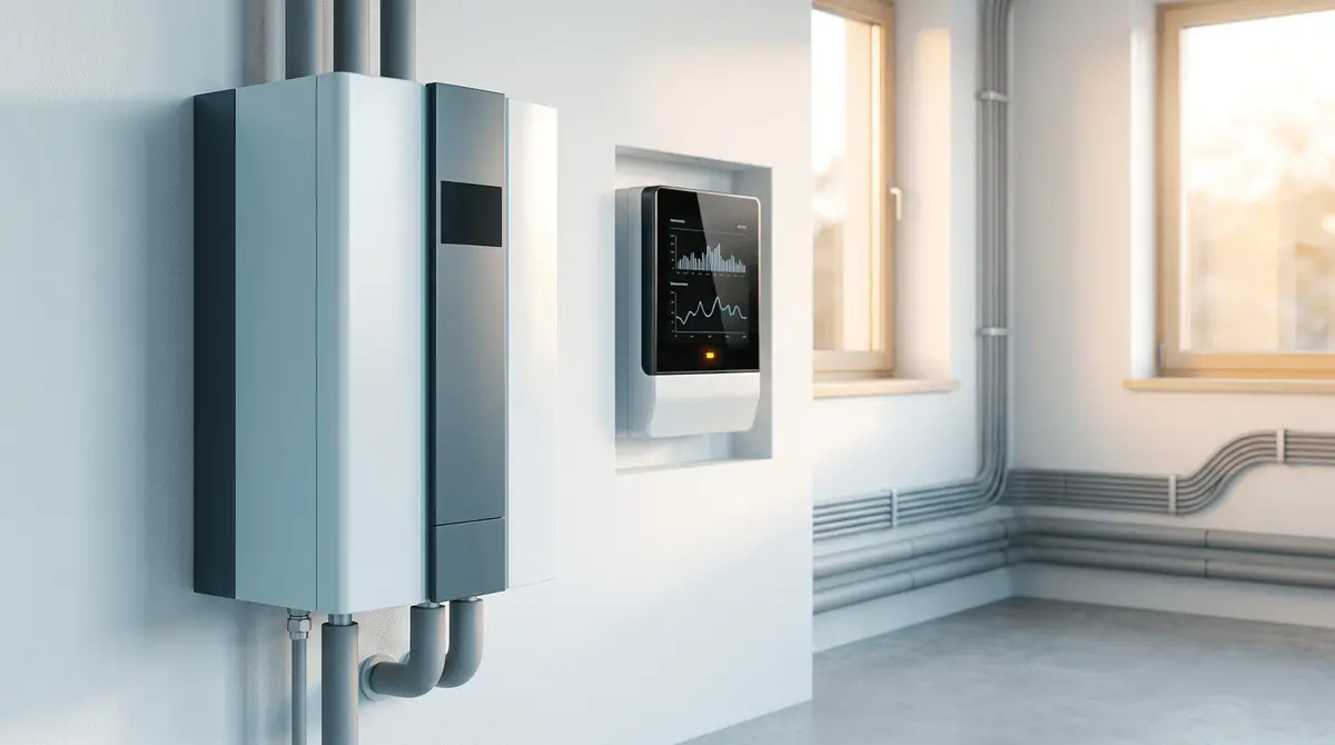 Wärmepumpe mit Stromzähler – Sinnbild für den jährlichen Stromverbrauch einer Wärmepumpe.