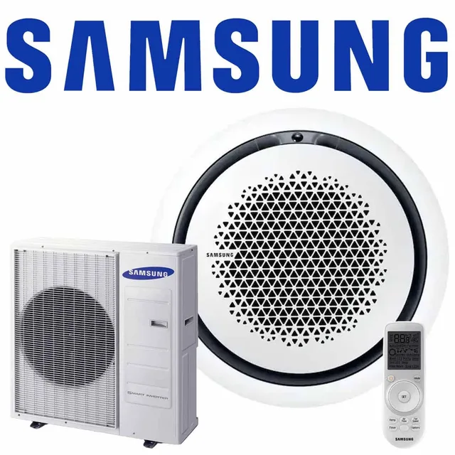 Samsung Wind-Free 360°-Kassettengerät (rund, weiß) mit Außeneinheit